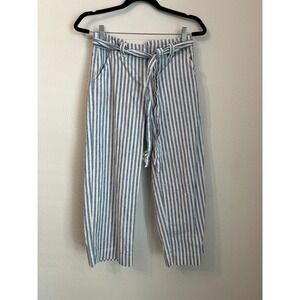 Vineyard Vines Blue Striped Cropped Pants with Tie Belt - Casual Summer‎
